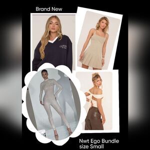 NWT BUNDLE EGO DRESS JUMPSUIT SWEATshirt AND TOP